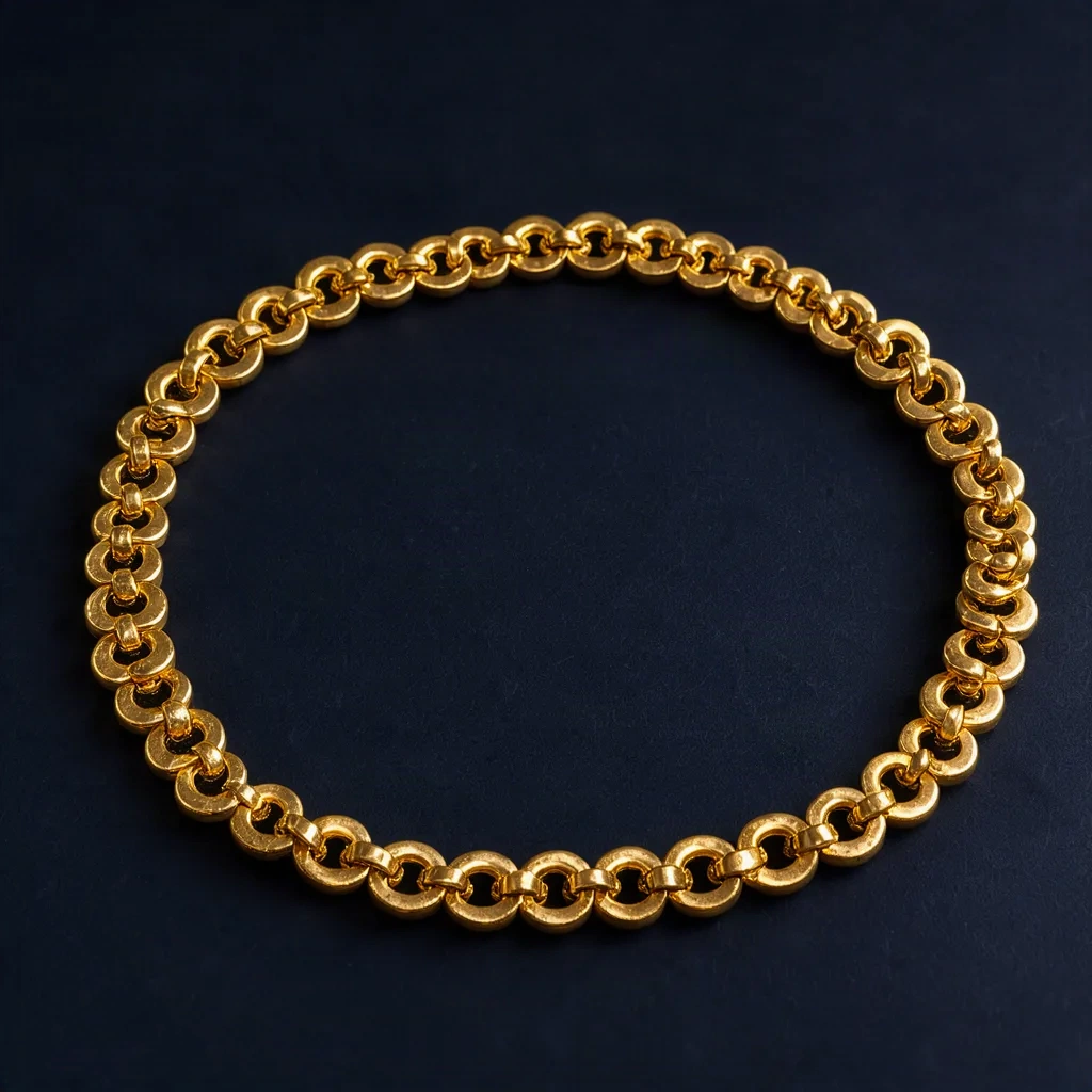 Bracelet fin doré à maillons ronds, fond nuit